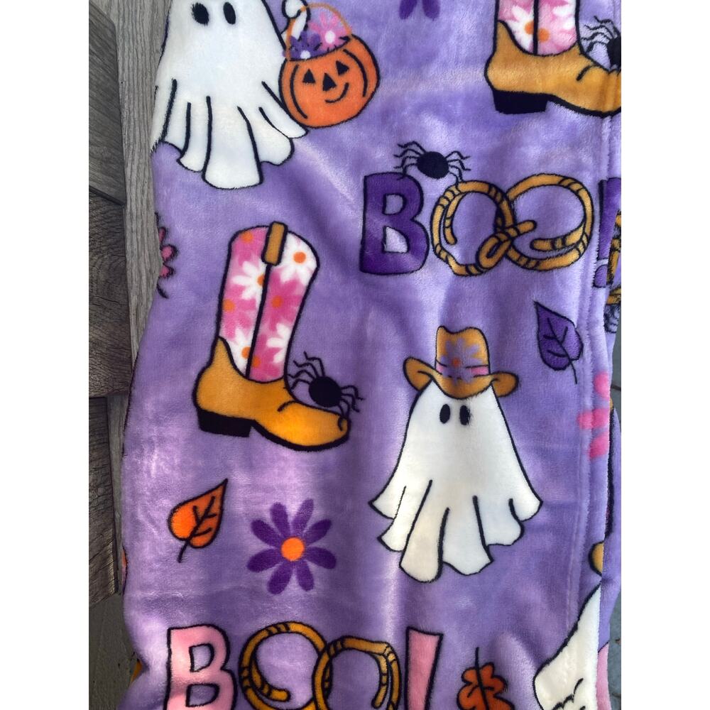 Betsey Johnson Halloween Ghost Cowboy Boots Plush Throw Blanket 50x70
